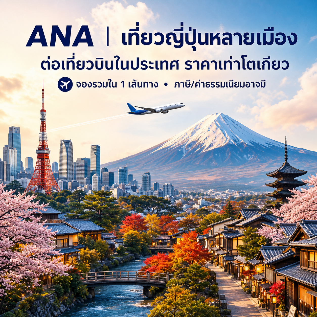 ANA จองญี่ปุ่นหลายเมืองในตั๋วเดียว ค่าโดยสารต่อเมืองเท่าโตเกียวตามเงื่อนไข